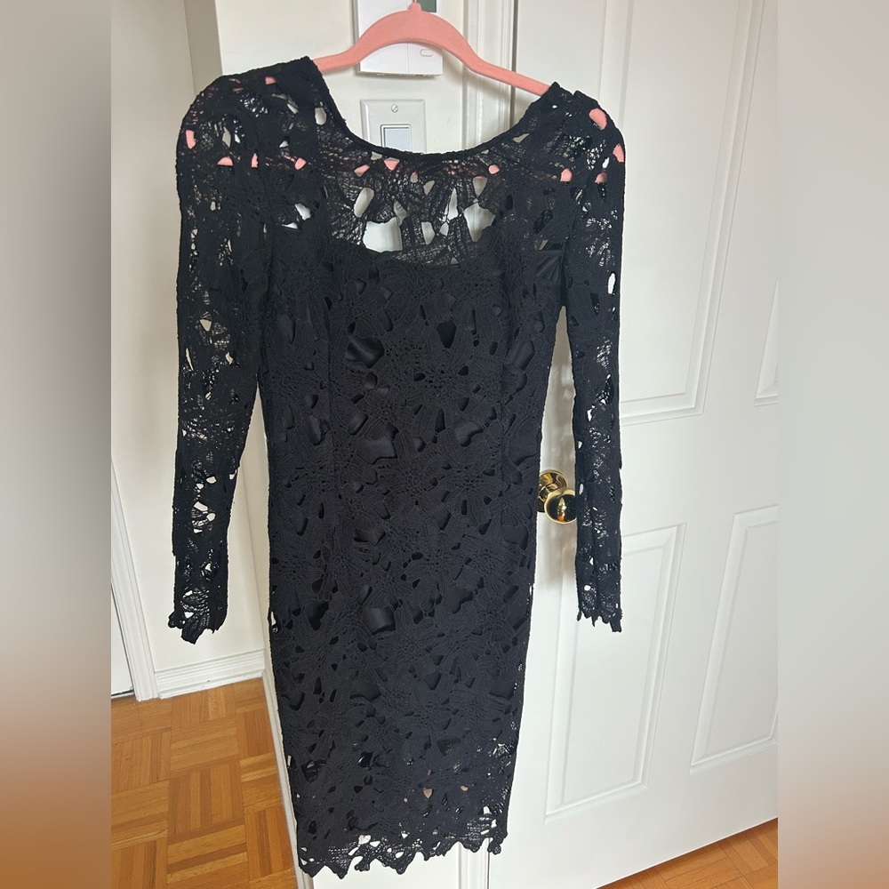Chic Black Lace Long Sleeve Dress